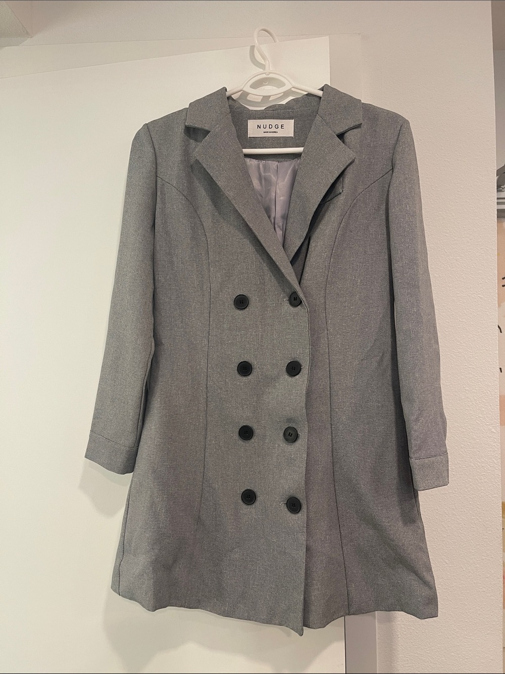 Women's Double-Breasted Gray Blazer Dress